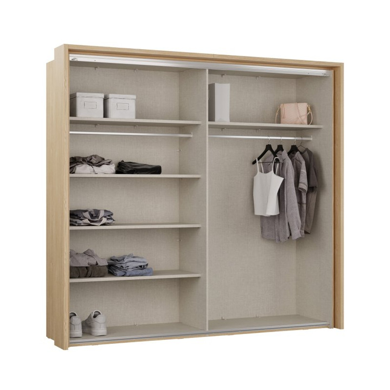 Szafa 230 cm z oświetleniem Ricciano RCQS92413B piaskowy/dąb elegancja