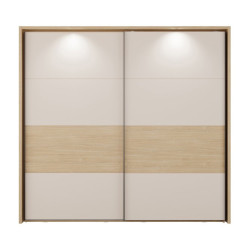 Szafa 230 cm z oświetleniem Ricciano RCQS92413B piaskowy/dąb elegancja
