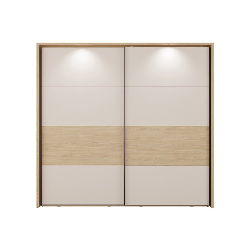 Szafa 230 cm z oświetleniem Ricciano RCQS92413B piaskowy/dąb elegancja