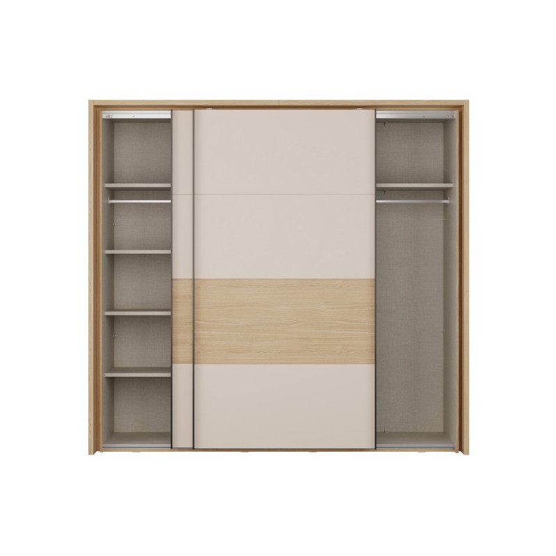 Szafa 230 cm z oświetleniem Ricciano RCQS92413B piaskowy/dąb elegancja
