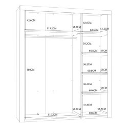 Szafa 3-drzwiowa z lustrem Ricciano RCQS932 dąb klepkowy/beton
