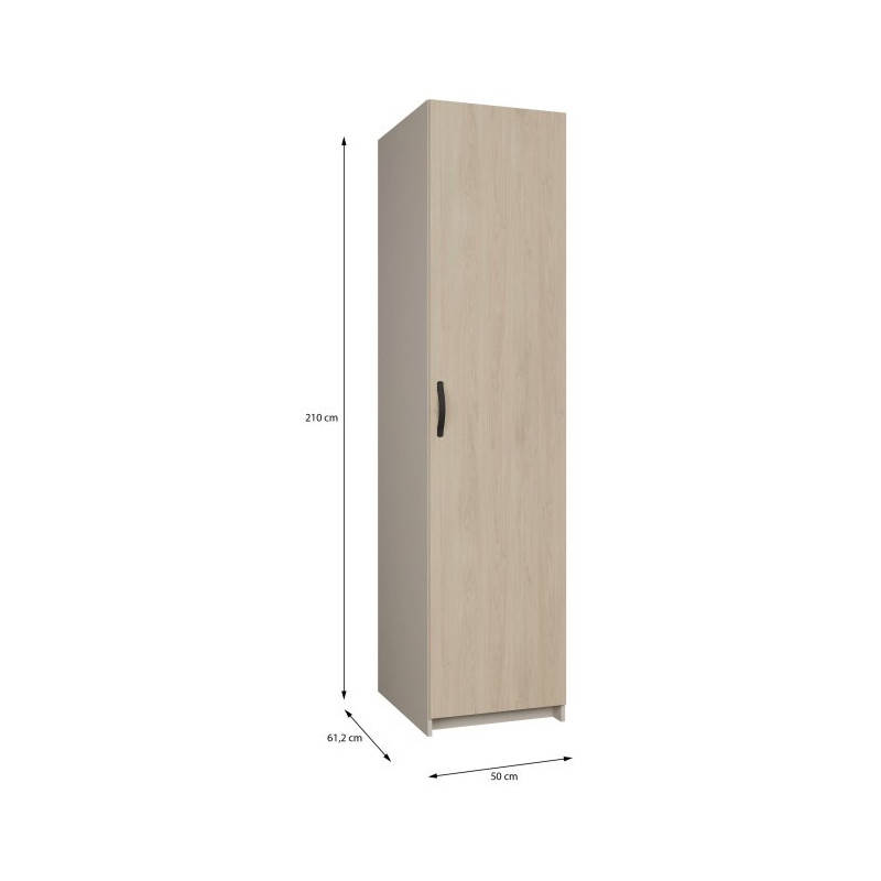 Wąska szafa ubraniowa 50 cm Tahoe TAHS912 piaskowy/dąb puccini
