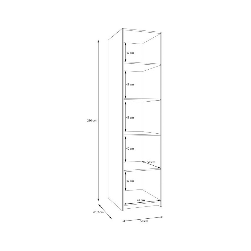 Wąska szafa ubraniowa 50 cm Tahoe TAHS912 piaskowy/dąb puccini