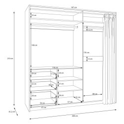 Szafa ubraniowa z zasłoną 200 cm Tahoe TAHS923 dąb puccini