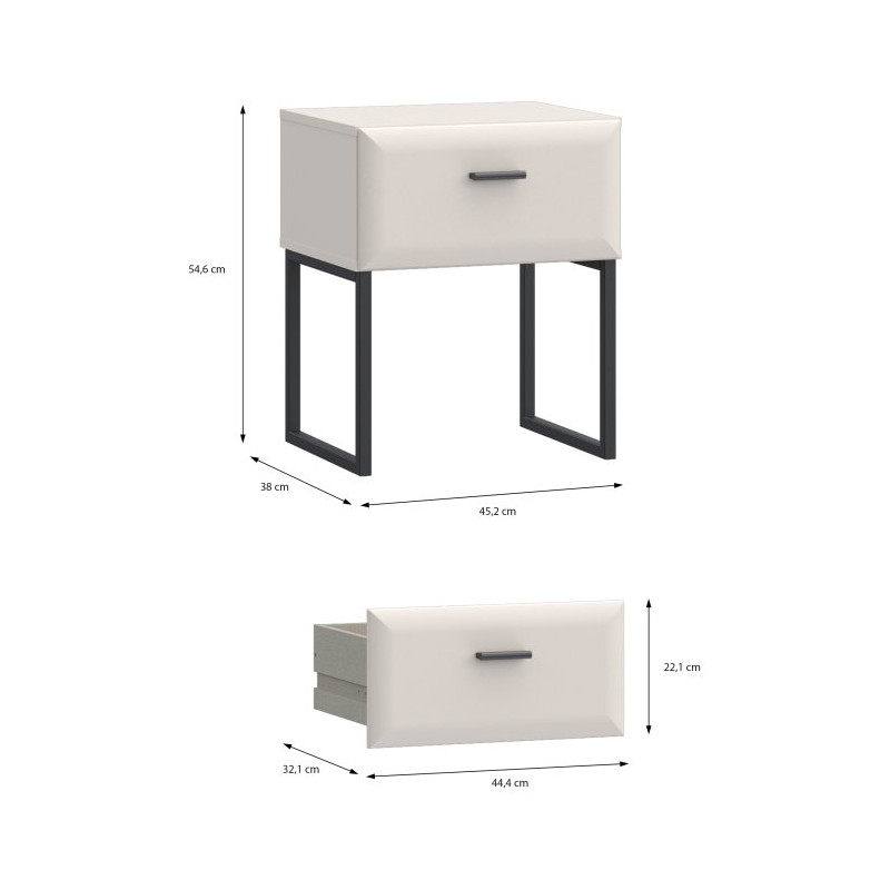 Szafka nocna 45 cm Akihisa AKHK011 piaskowy/czarny
