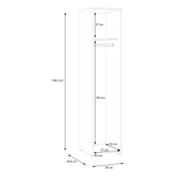 Wąska szafa ubraniowa 40 cm Econobox 2 ECBS811 biały