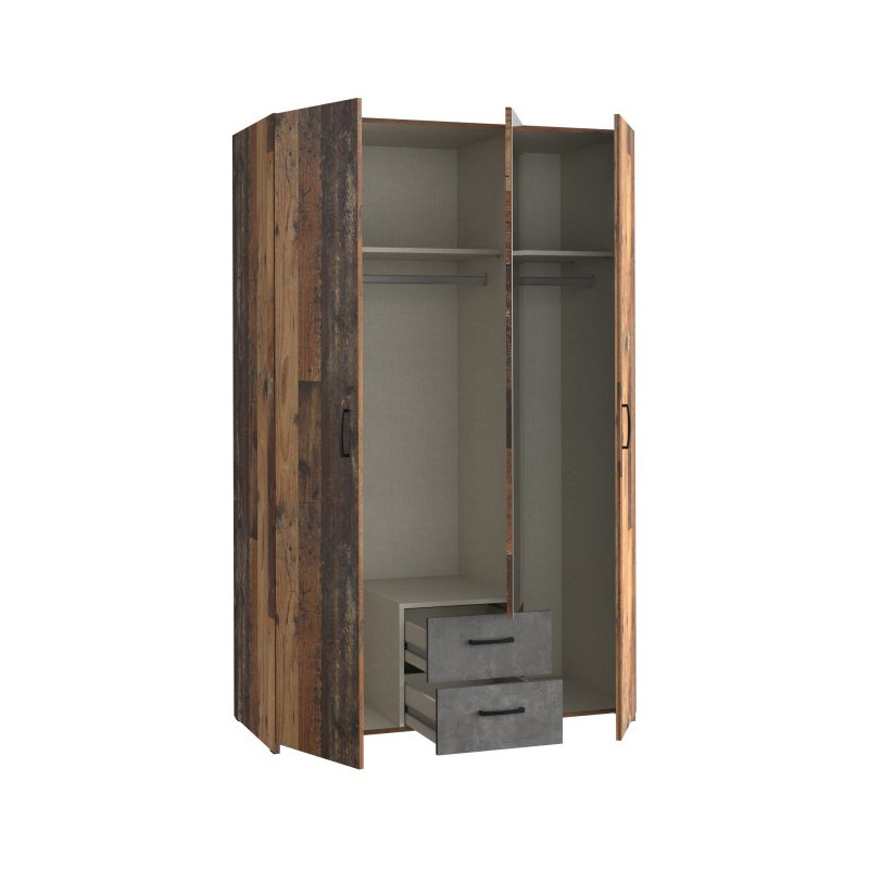 Szafa z lustrem Econobox 2 ECBS834 old wood vintage/beton ciemnoszary
