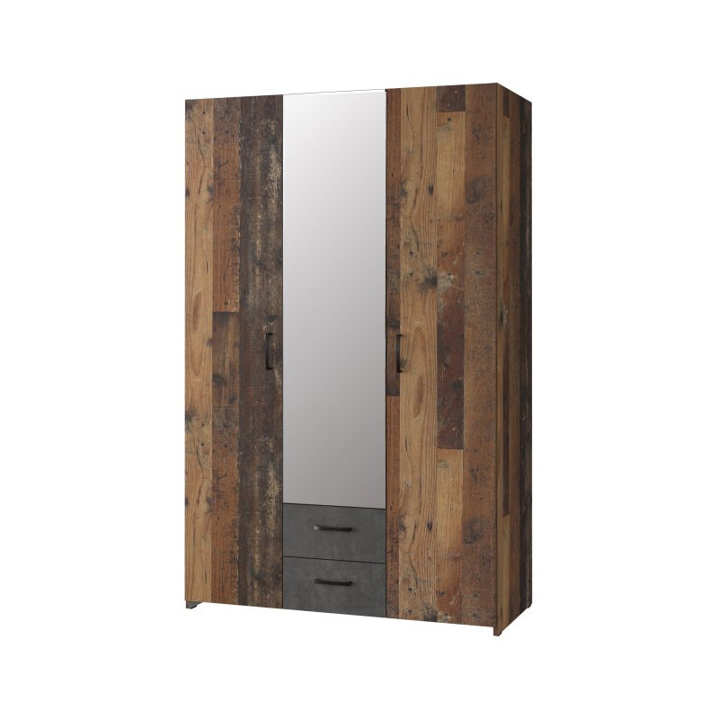 Szafa z lustrem Econobox 2 ECBS834 old wood vintage/beton ciemnoszary