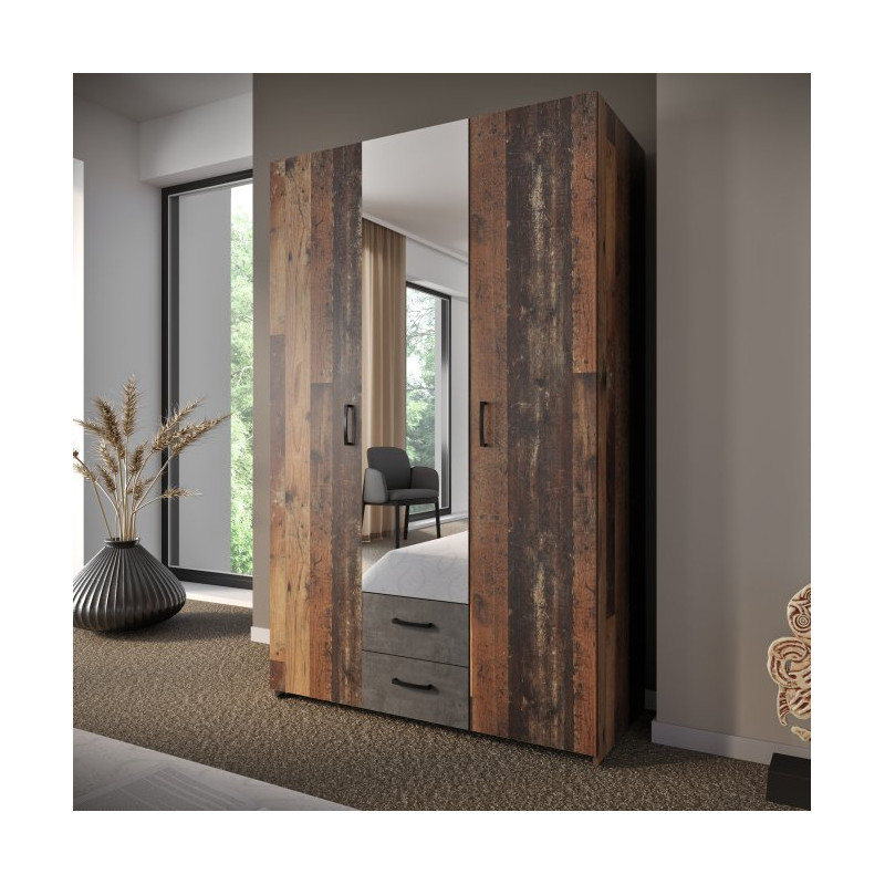 Szafa z lustrem Econobox 2 ECBS834 old wood vintage/beton ciemnoszary