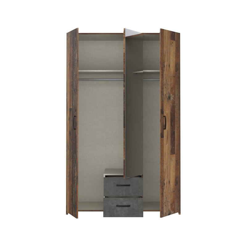 Szafa z lustrem Econobox 2 ECBS834 old wood vintage/beton ciemnoszary