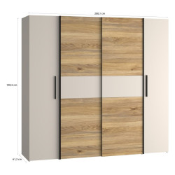 Szafa przesuwna 200 cm Narago KLTS62321 piaskowy/dąb mauvella