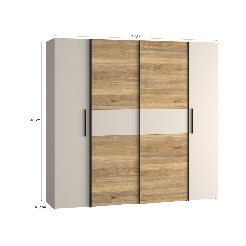 Szafa przesuwna 200 cm Narago KLTS62321 piaskowy/dąb mauvella