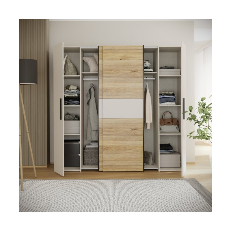 Szafa przesuwna 200 cm Narago KLTS62321 piaskowy/dąb mauvella
