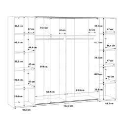 Szafa 4-drzwiowa z lustrem 270 cm Narago RXGS82511 piaskowy