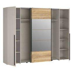 Szafa 4-drzwiowa z lustrem 270 cm Narago RXGS82511 piaskowy