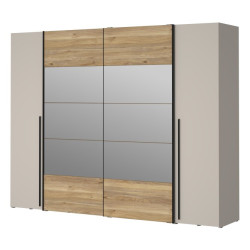 Szafa 4-drzwiowa z lustrem 270 cm Narago RXGS82511 piaskowy