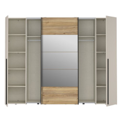 Szafa 4-drzwiowa z lustrem 270 cm Narago RXGS82511 piaskowy