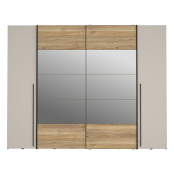 Szafa 4-drzwiowa z lustrem 270 cm Narago RXGS82511 piaskowy