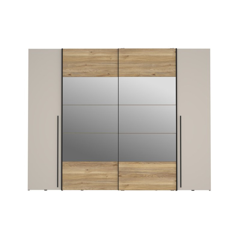 Szafa 4-drzwiowa z lustrem 270 cm Narago RXGS82511 piaskowy