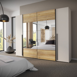 Szafa 4-drzwiowa z lustrem 270 cm Narago RXGS82511 piaskowy