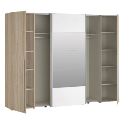 Szafa 4-drzwiowa z lustrem 270 cm Narago RXGS82511 dąb sonoma/biały