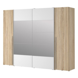 Szafa 4-drzwiowa z lustrem 270 cm Narago RXGS82511 dąb sonoma/biały