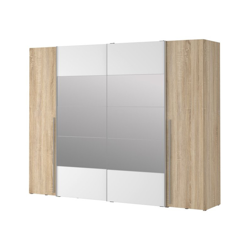 Szafa 4-drzwiowa z lustrem 270 cm Narago RXGS82511 dąb sonoma/biały