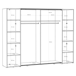 Szafa 4-drzwiowa z lustrem 270 cm Narago RXGS82511 dąb sonoma/biały