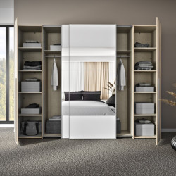 Szafa 4-drzwiowa z lustrem 270 cm Narago RXGS82511 dąb sonoma/biały