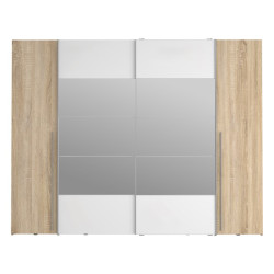 Szafa 4-drzwiowa z lustrem 270 cm Narago RXGS82511 dąb sonoma/biały