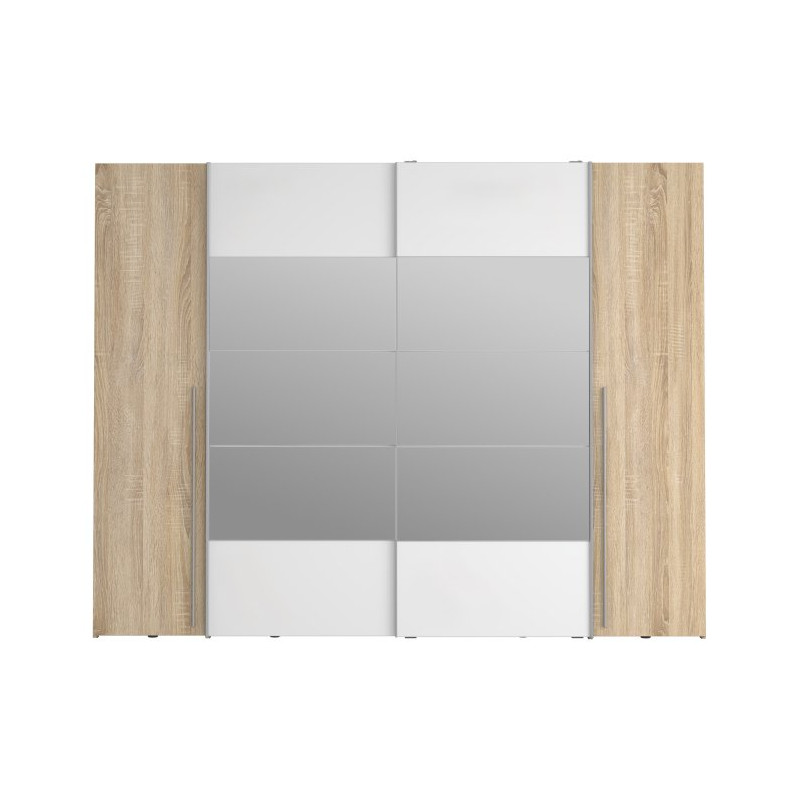 Szafa 4-drzwiowa z lustrem 270 cm Narago RXGS82511 dąb sonoma/biały