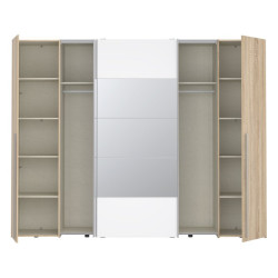 Szafa 4-drzwiowa z lustrem 270 cm Narago RXGS82511 dąb sonoma/biały