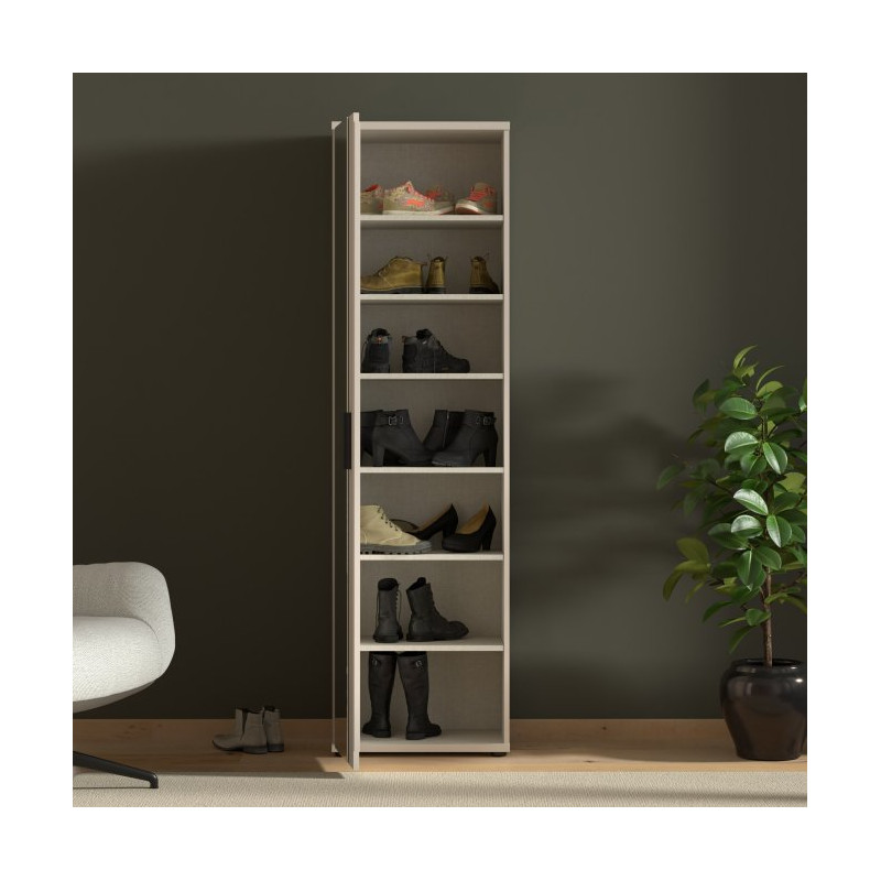 Wysoka szafka na buty z lustrem NET 106 MS165 piaskowy