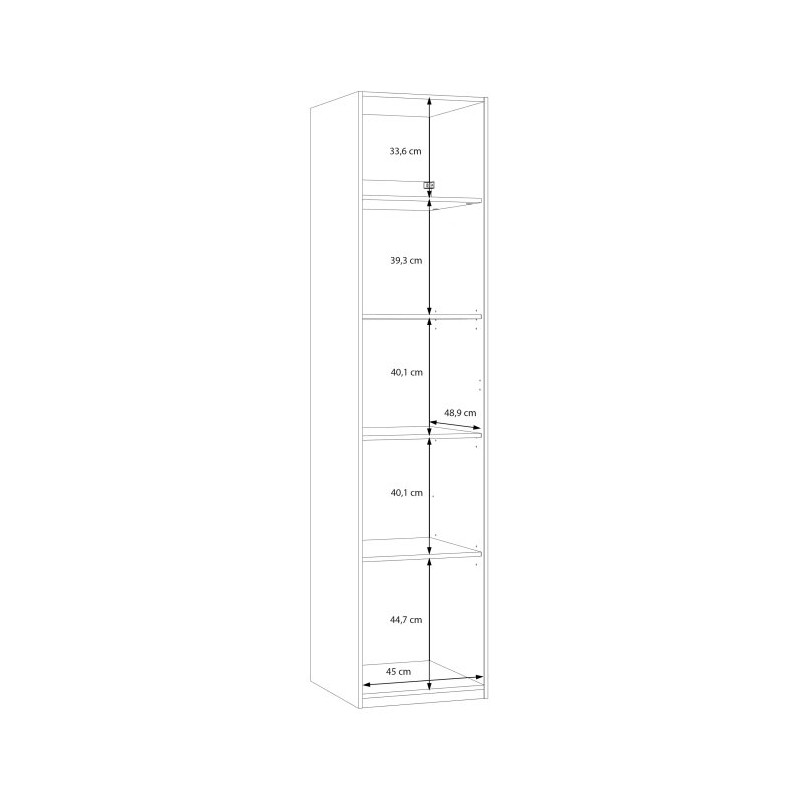 Wąska szafa ubraniowa 50 cm Panoptik PNPS911 dąb riva/piaskowy