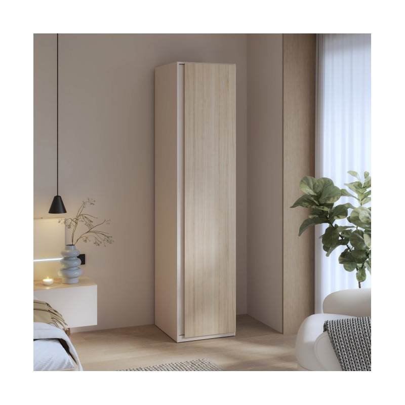 Wąska szafa ubraniowa 50 cm Panoptik PNPS911 dąb riva/piaskowy