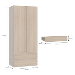 Szafa z szufladami 90 cm Panoptik PNPS922 dąb riva/piaskowy