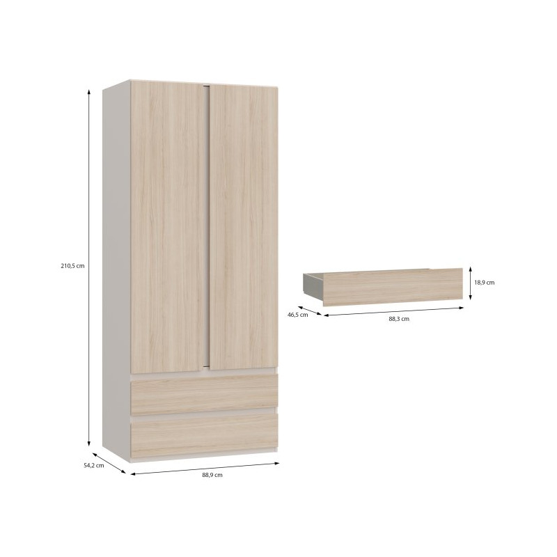 Szafa z szufladami 90 cm Panoptik PNPS922 dąb riva/piaskowy