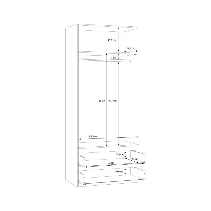 Szafa z szufladami 90 cm Panoptik PNPS922 dąb riva/piaskowy