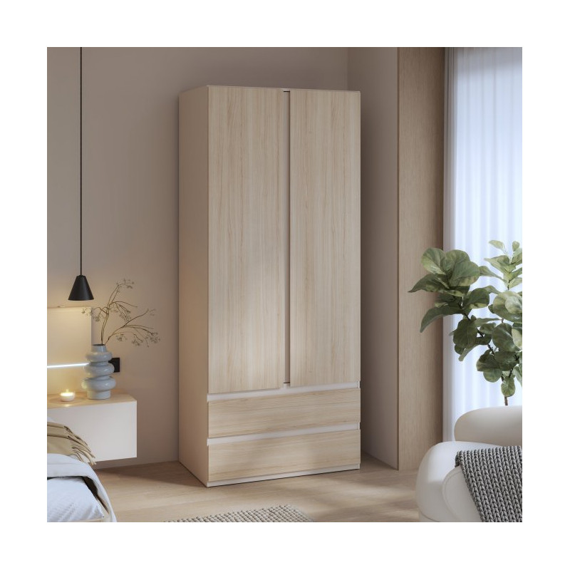 Szafa z szufladami 90 cm Panoptik PNPS922 dąb riva/piaskowy