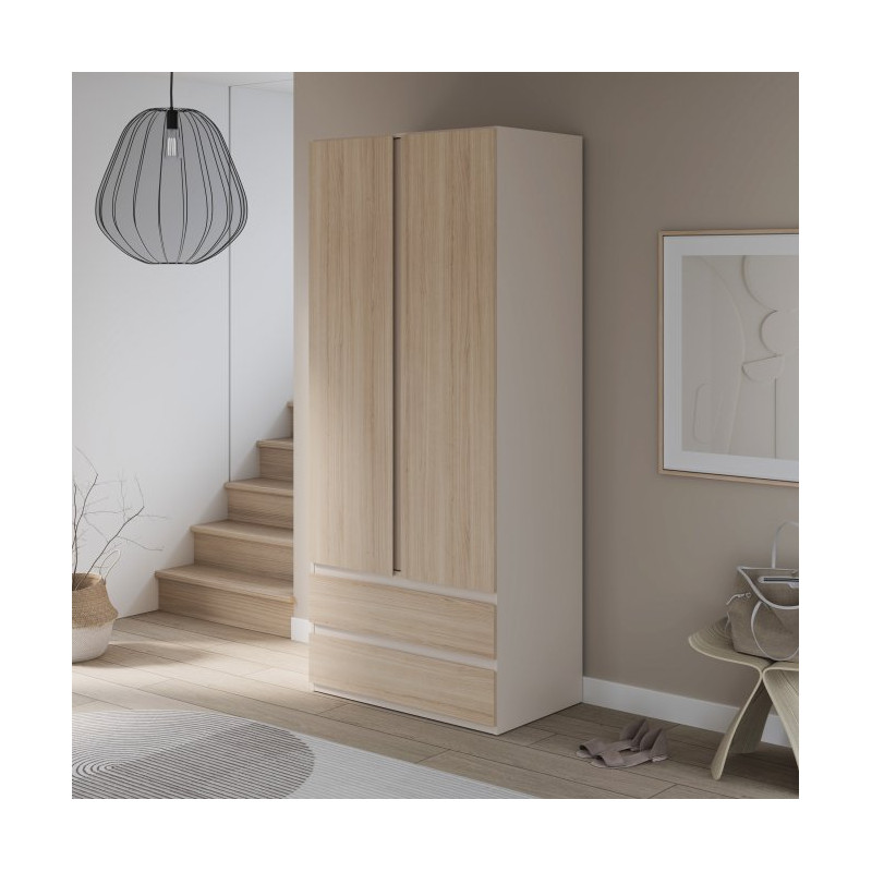 Szafa z szufladami 90 cm Panoptik PNPS922 dąb riva/piaskowy