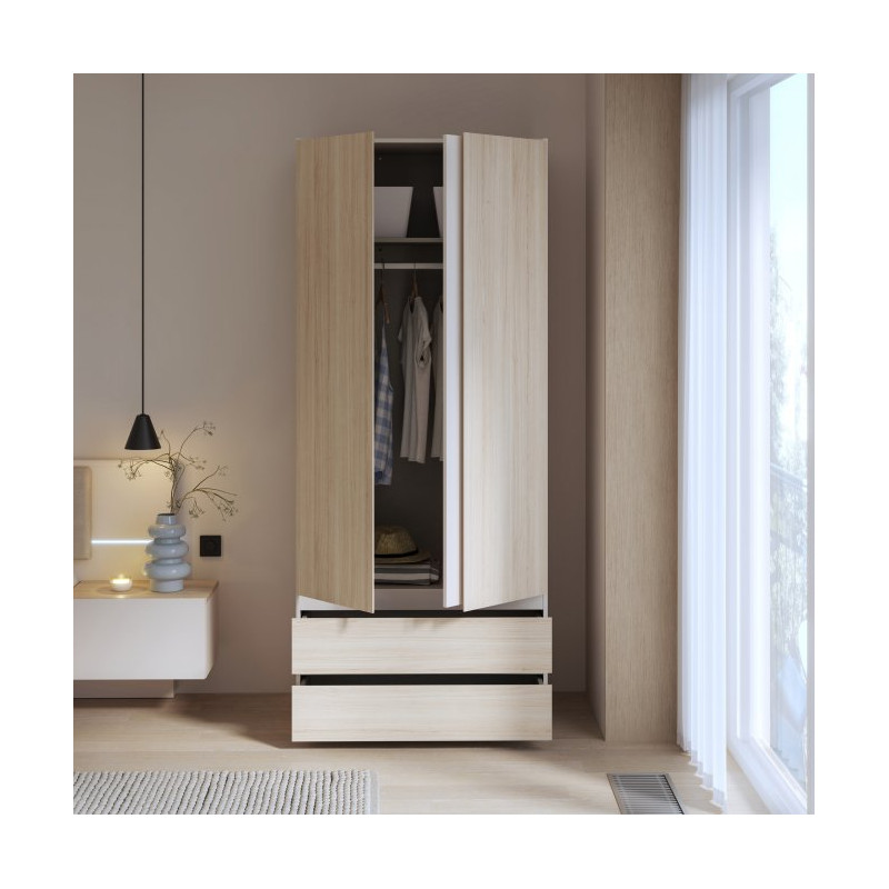 Szafa z szufladami 90 cm Panoptik PNPS922 dąb riva/piaskowy