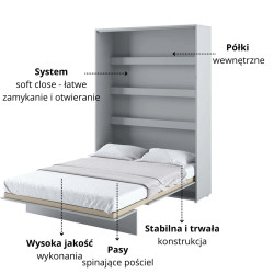 Półkotapczan Pionowy BED CONCEPT BC-01 140X200 Szary Lenart