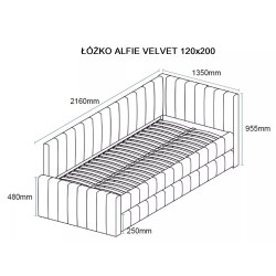 ŁÓŻKO ALFIE VELVET 120X200 C. BEŻ BLUVEL 40