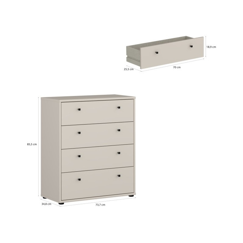 Komoda z szufladami 70 cm Archbox T2KK212 piaskowy