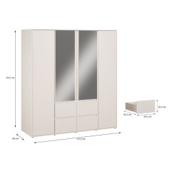 Szafa z lustrem 180 cm Lisson LSQS845M piaskowy