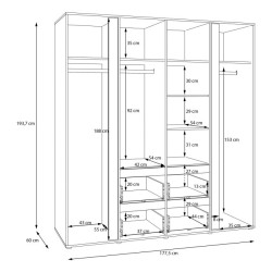 Szafa z lustrem 180 cm Lisson LSQS845M piaskowy