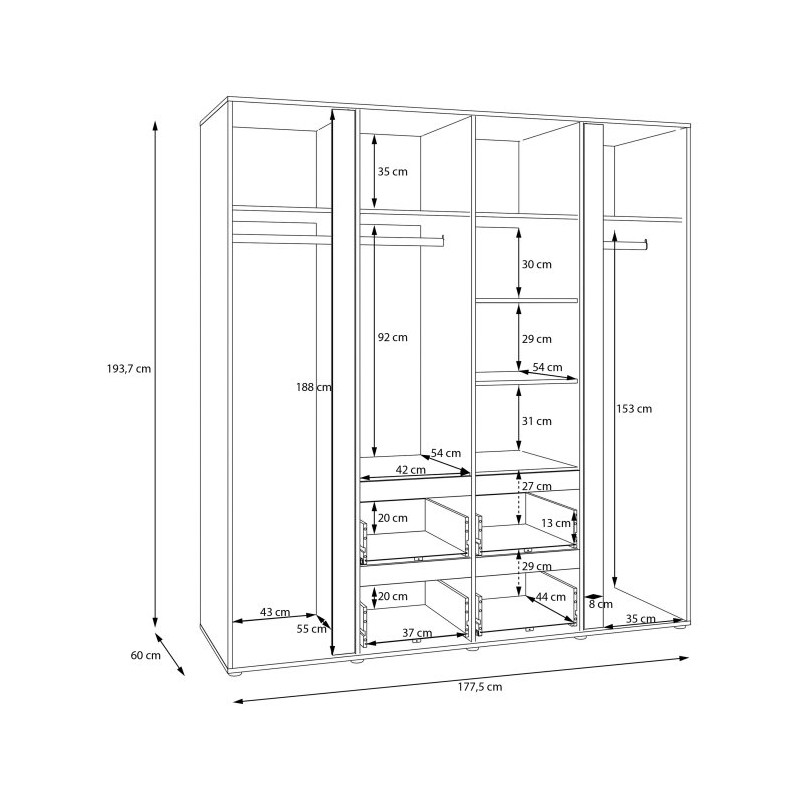 Szafa z lustrem 180 cm Lisson LSQS845M piaskowy