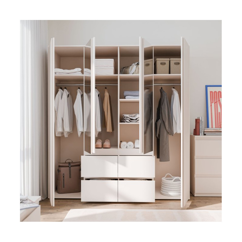 Szafa z lustrem 180 cm Lisson LSQS845M piaskowy