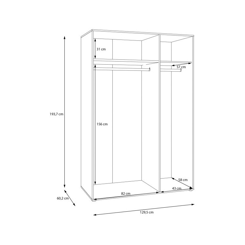 Szafa z lustrem 130 cm Lisson LSQS731M piaskowy