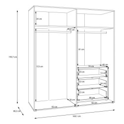 Szafa ubraniowa 170 cm Lisson LSQS843M piaskowy